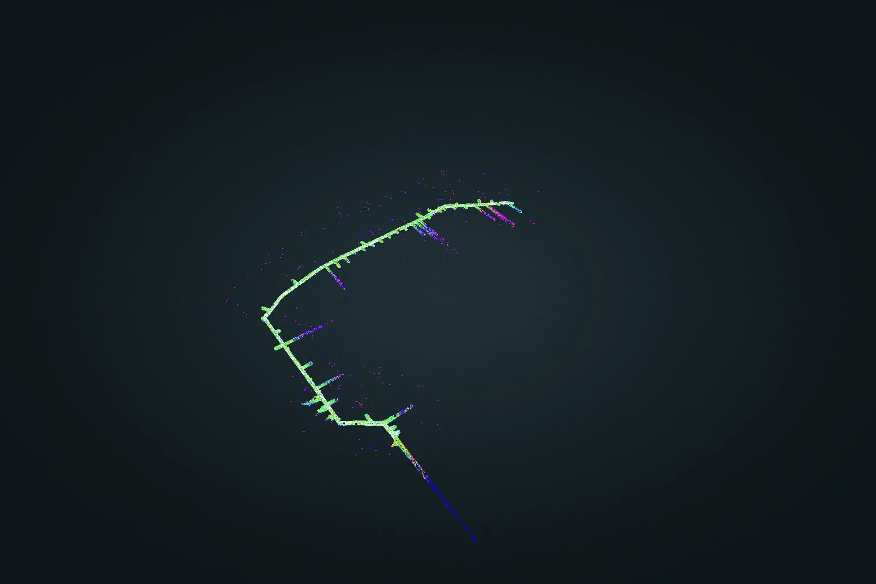 Atlas change-map point cloud of an underground corridor network