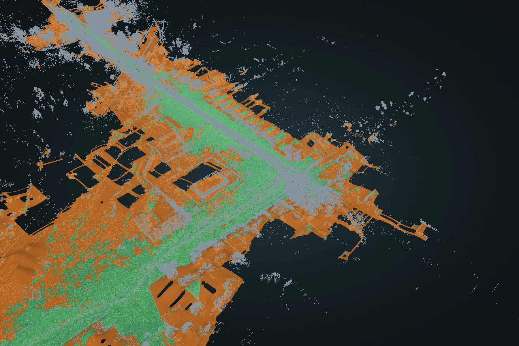 Orbis terrain DEM over a scanned road junction